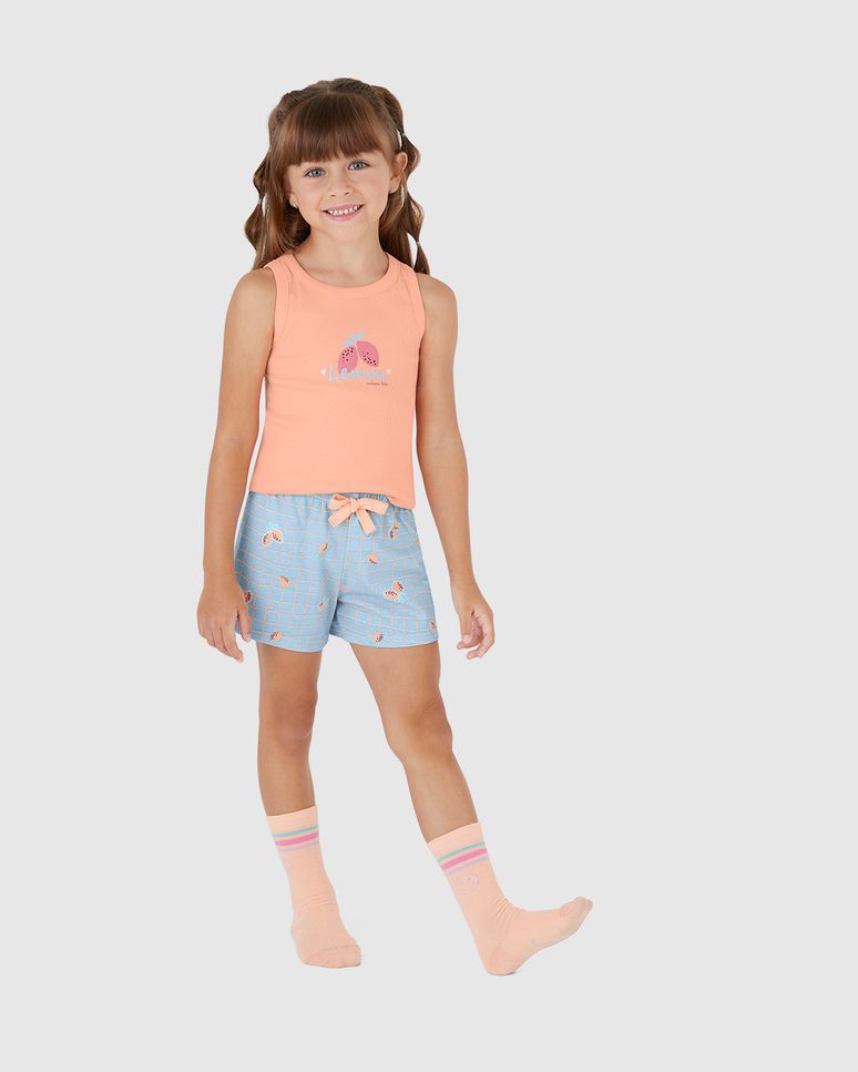 Pijama Infantil Menina Regata Estampa Frontal Em Ribana Malwee Kids