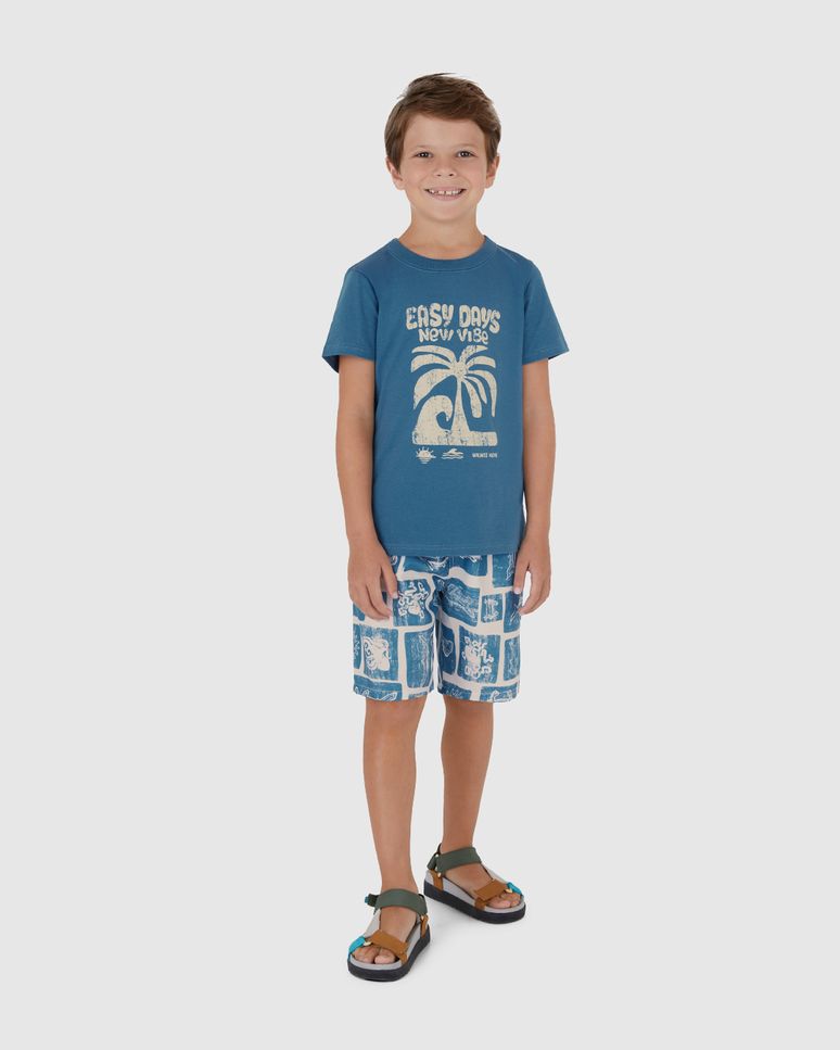 Conjunto Infantil Menino Bermuda Estampada Em Microfibra Malwee Kids