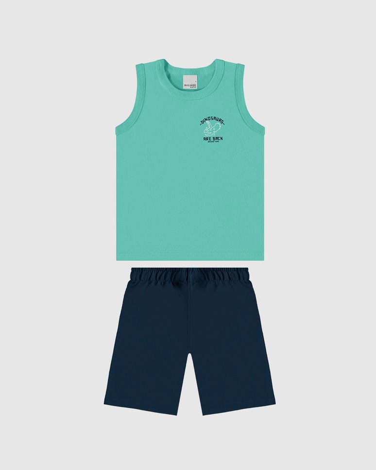 Conjunto Infantil Menino Regata Com Estampa Frente E Costas Malwee Kids