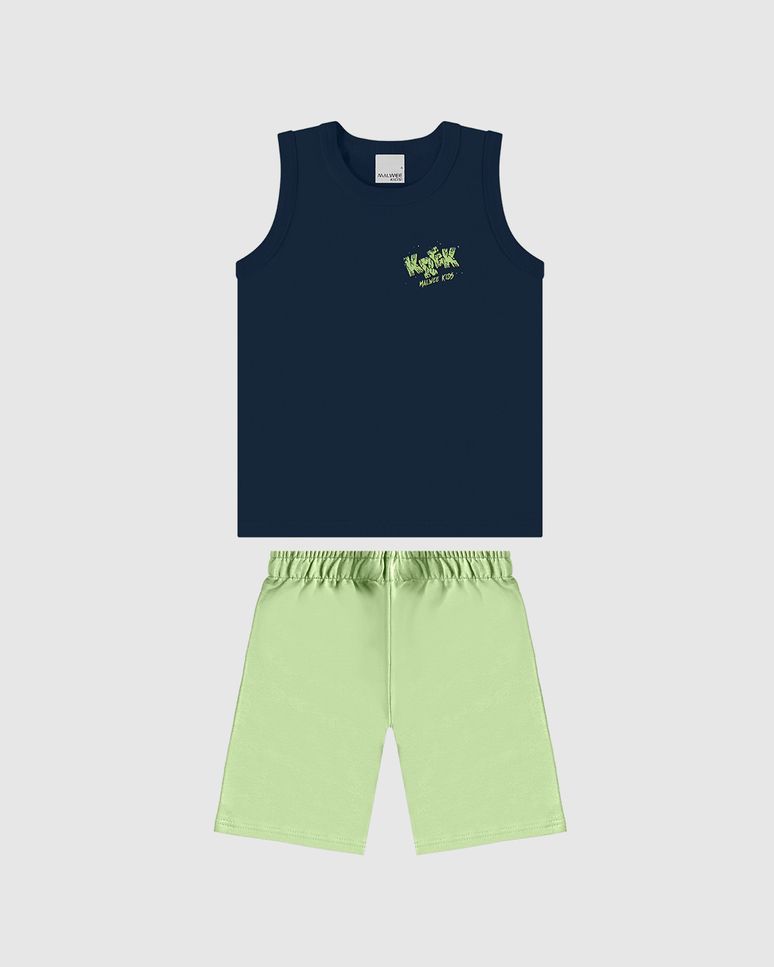 Conjunto Infantil Menino Regata Com Estampa Frente E Costas Malwee Kids