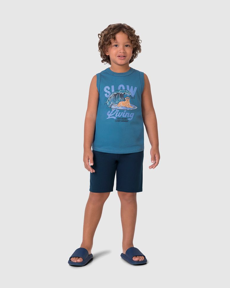 Conjunto Infantil Menino Regata Slow Living Em Algodão Malwee Kids