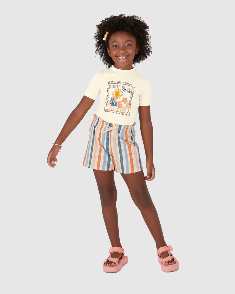 Conjunto Infantil Menina Life Is A Wave, Catch It Em Algodão Malwee Kids