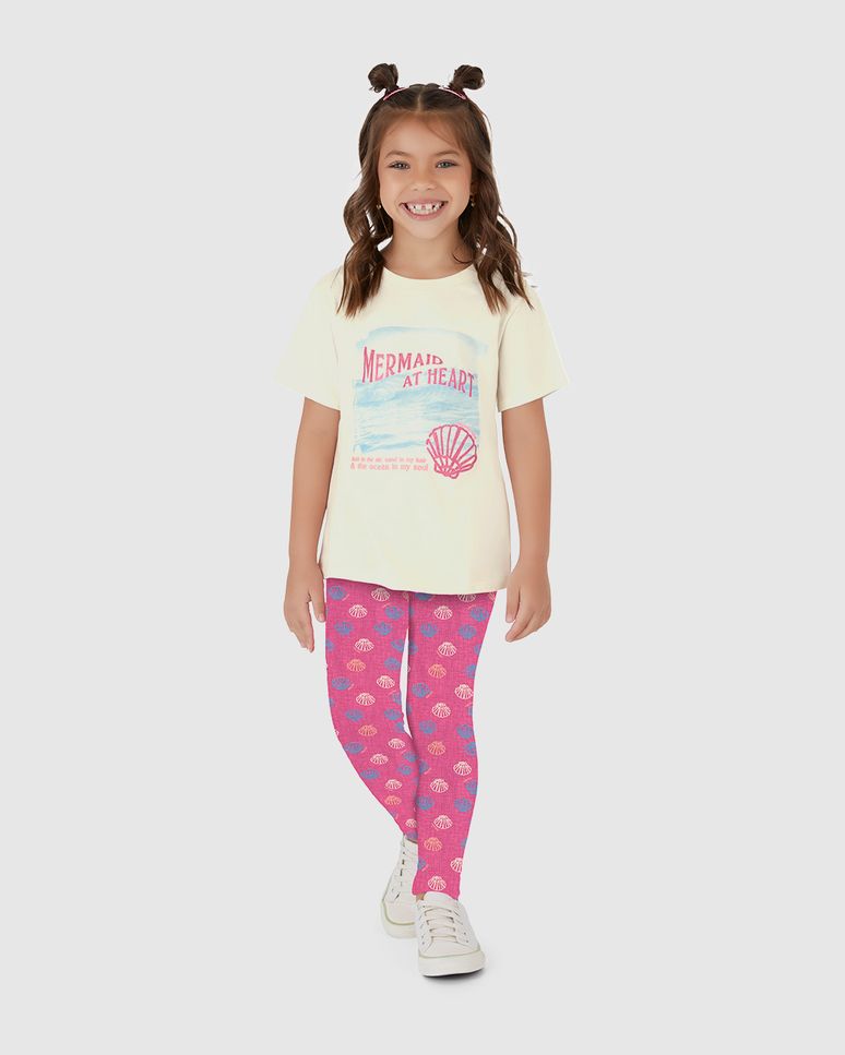 Conjunto Infantil Menina Blusa E Calça Legging Em Algodão Malwee Kids
