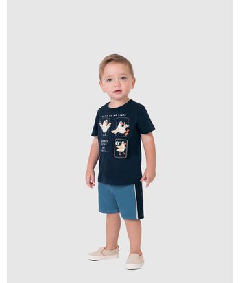 Conjunto Infantil Menino Camiseta Com Aplique Interativo Malwee Kids