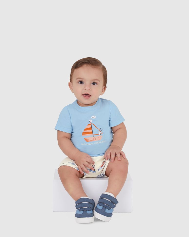 Conjunto Infantil Menino Bem-Vindo Marinheiro Em Algodão Malwee Kids