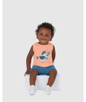 Conjunto Infantil Menino Regata E Bermuda Saruel Em Algodão Malwee Kids