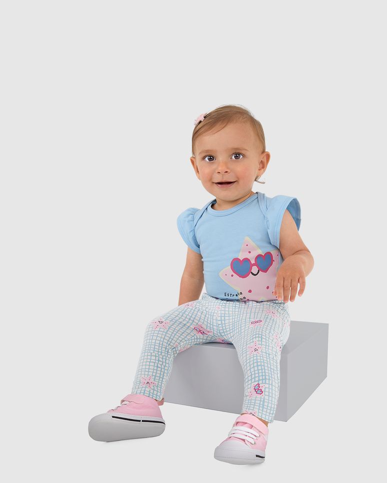 Conjunto Infantil Menina Body Estrela Fofinha + Calça Em Algodão Malwee Kids