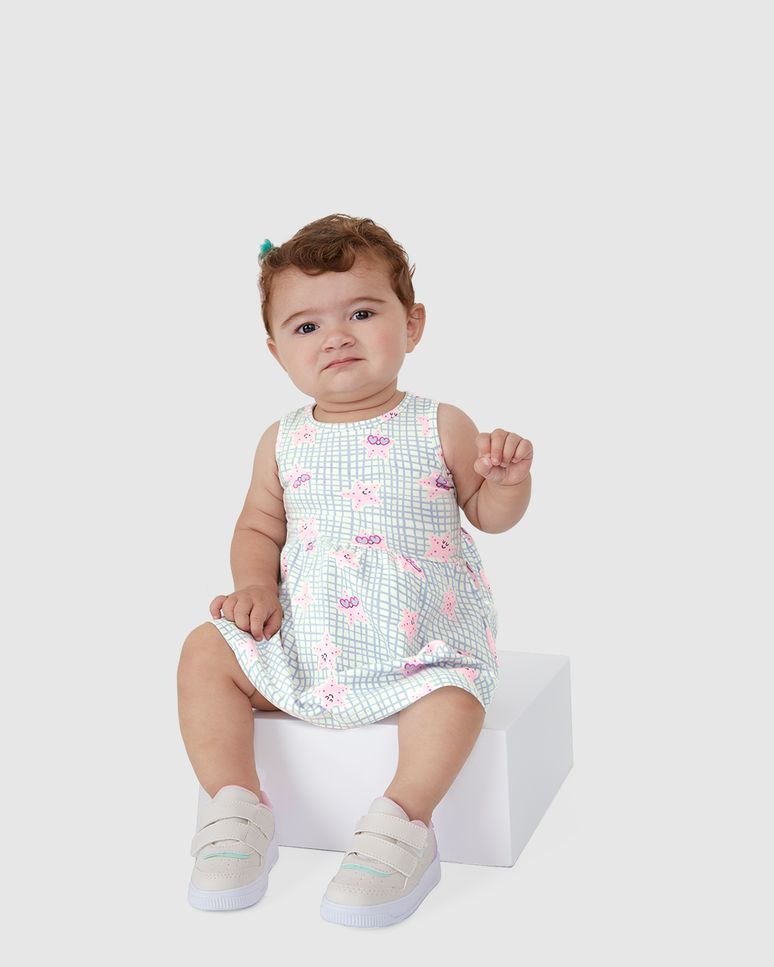 Vestido Infantil Rodado Sem Manga Em Algodão Malwee Kids