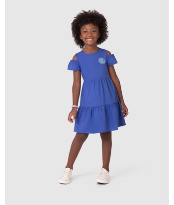 Vestido Infantil Recorte No Ombro Em Algodão Stretch Malwee Kids
