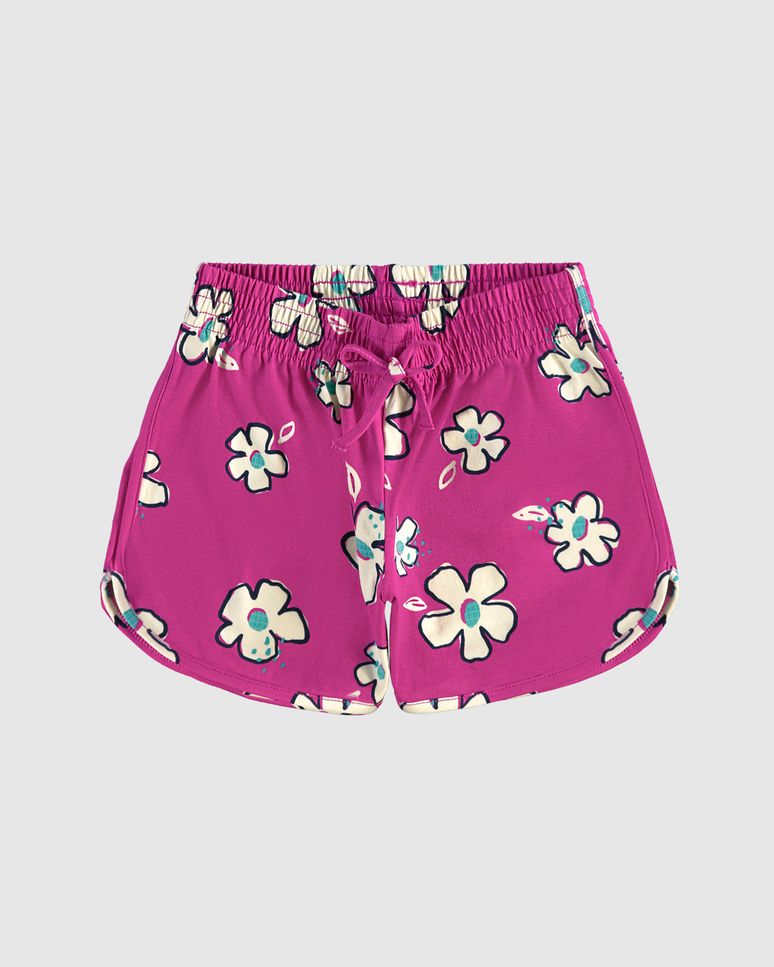 Shorts Infantil Menina Estampado Com Cadarço Em Algodão Malwee Kids