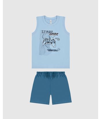 Pijama Infantil Menino Regata Estampa Frontal Em Algodão Malwee Kids