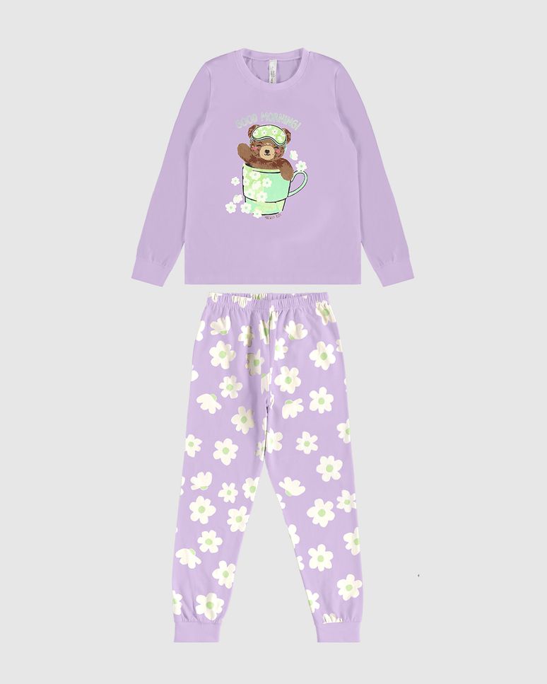 Pijama Longo Infantil Menina Good Morning! Em Algodão Malwee Kids