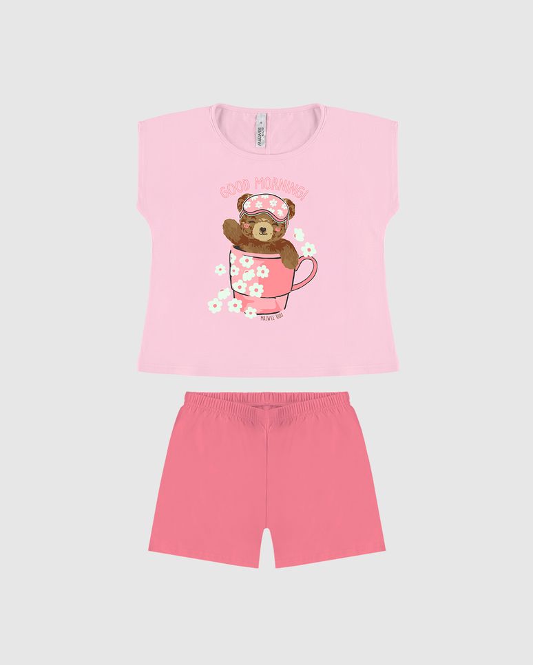 Pijama Infantil Menina Blusa Estampa Ursinho Em Algodão Malwee Kids