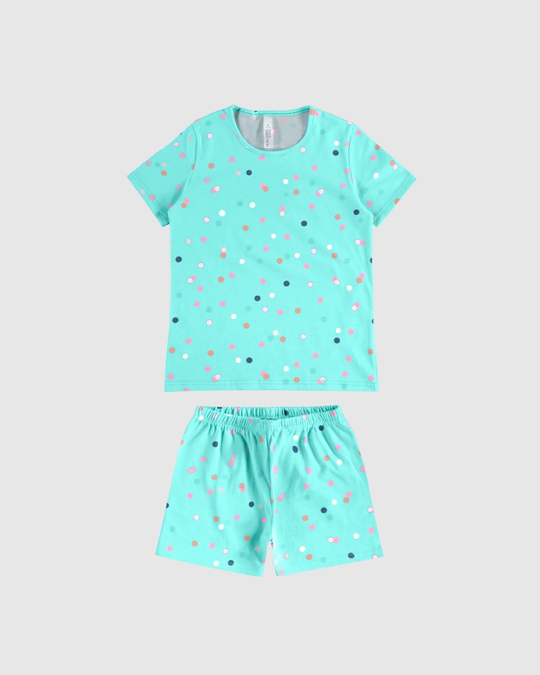 Pijama Infantil Menina Estampa Poá Em Algodão Malwee Kids