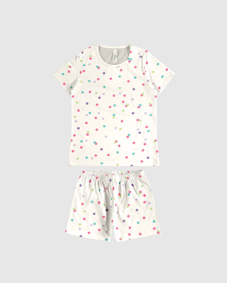 Pijama Infantil Menina Estampa Poá Em Algodão Malwee Kids