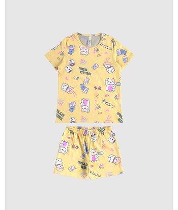 Pijama Infantil Menina Estampa Gatos Em Algodão Malwee Kids