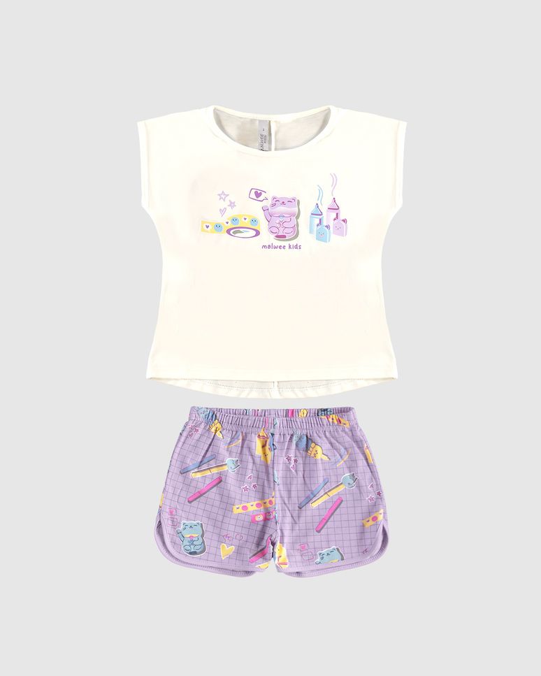 Pijama Infantil Menina Estampa Ursinho Em Algodão Malwee Kids