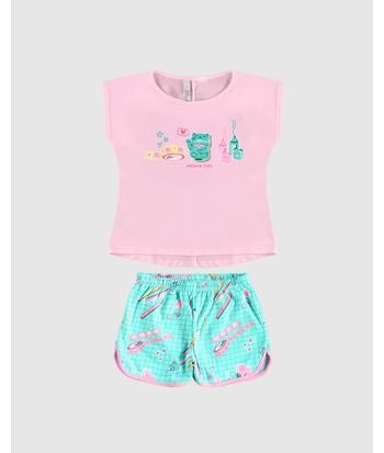 Pijama Infantil Menina Estampa Ursinho Em Algodão Malwee Kids