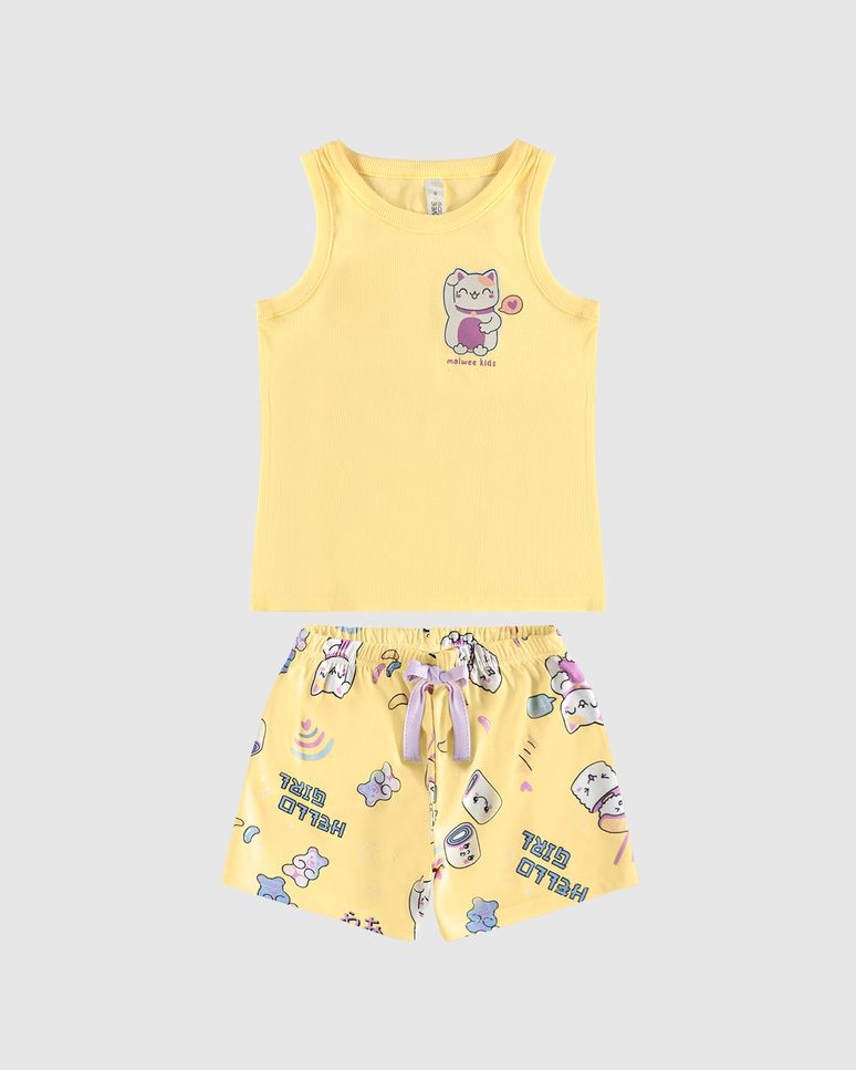 Pijama Infantil Menina Regata Estampa Frontal Em Ribana Malwee Kids