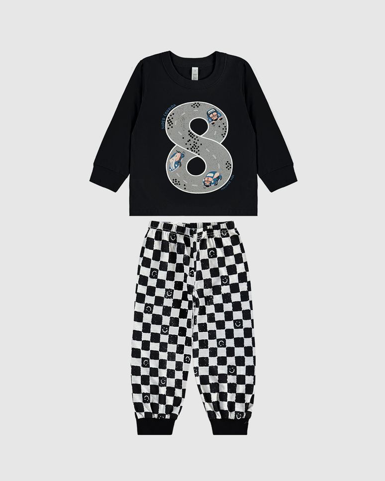 Pijama Longo Infantil Menino Calça Estampada Em Algodão Malwee Kids