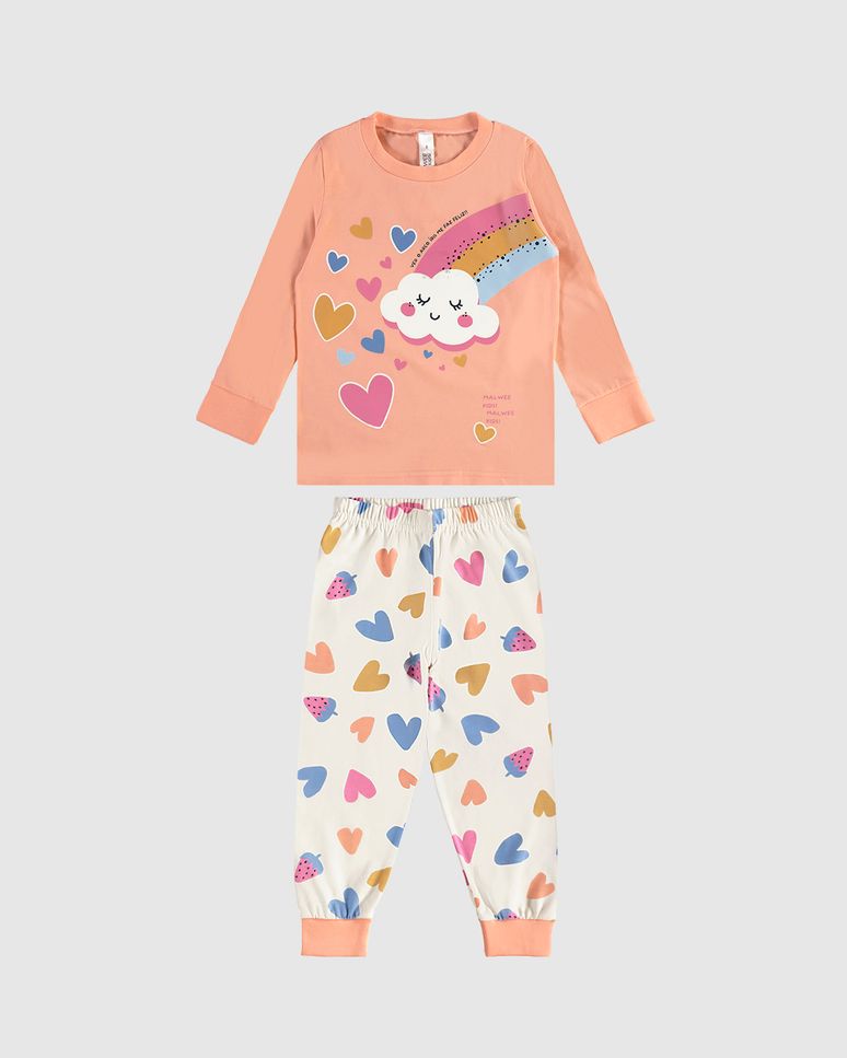 Pijama Infantil Menina Arco-Íris Em Algodão Malwee Kids