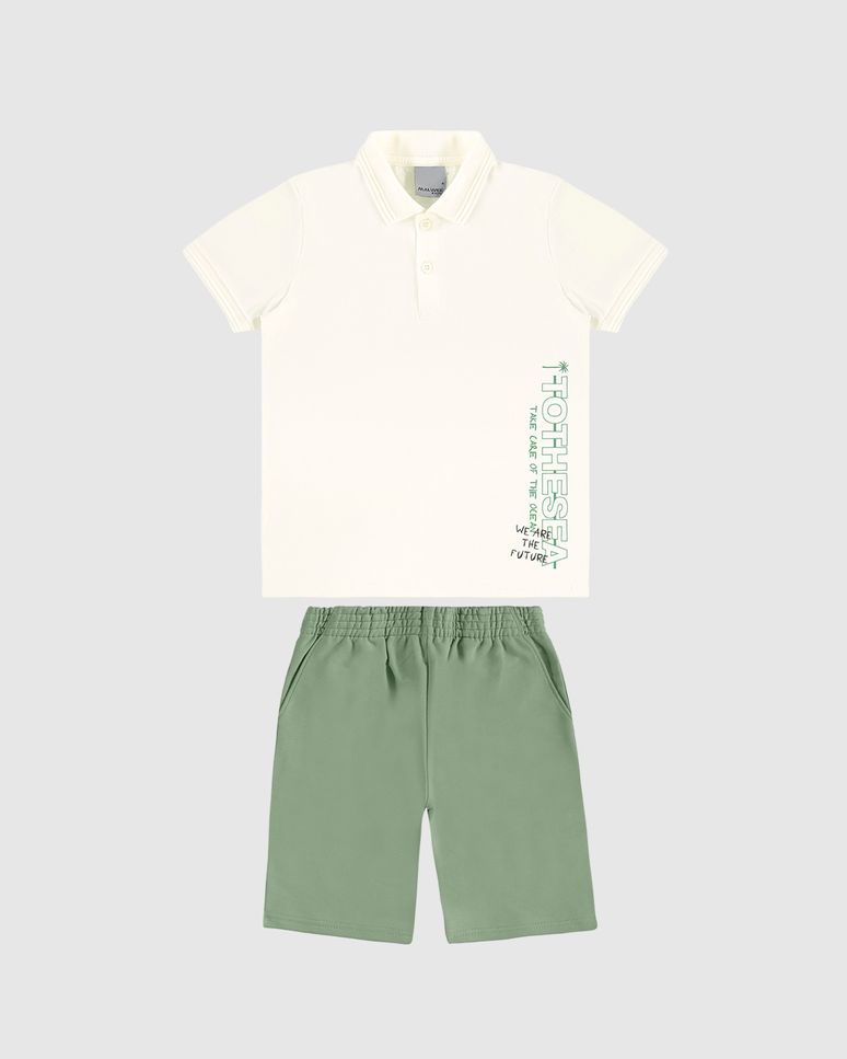 Conjunto Infantil Menino Camisa Polo E Bermuda Com Bolso Faca Malwee Kids
