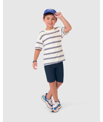 Conjunto Infantil Menino Camiseta Listrada E Bermuda Malwee Kids