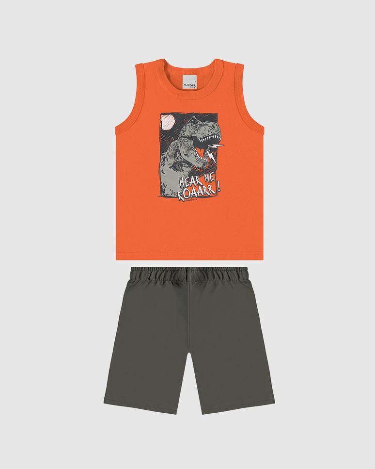 Conjunto Infantil Menino Regata Hear Me Roaarr! Em Algodão Malwee Kids