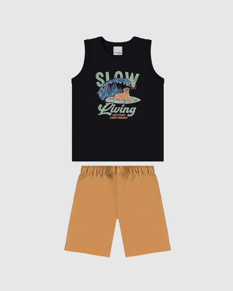 Conjunto Infantil Menino Regata Slow Living Em Algodão Malwee Kids