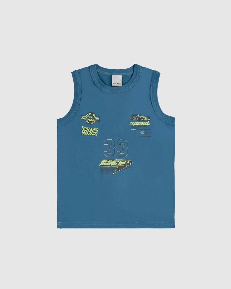 Regata Infantil Menino Estampa Frontal Em Algodão Malwee Kids