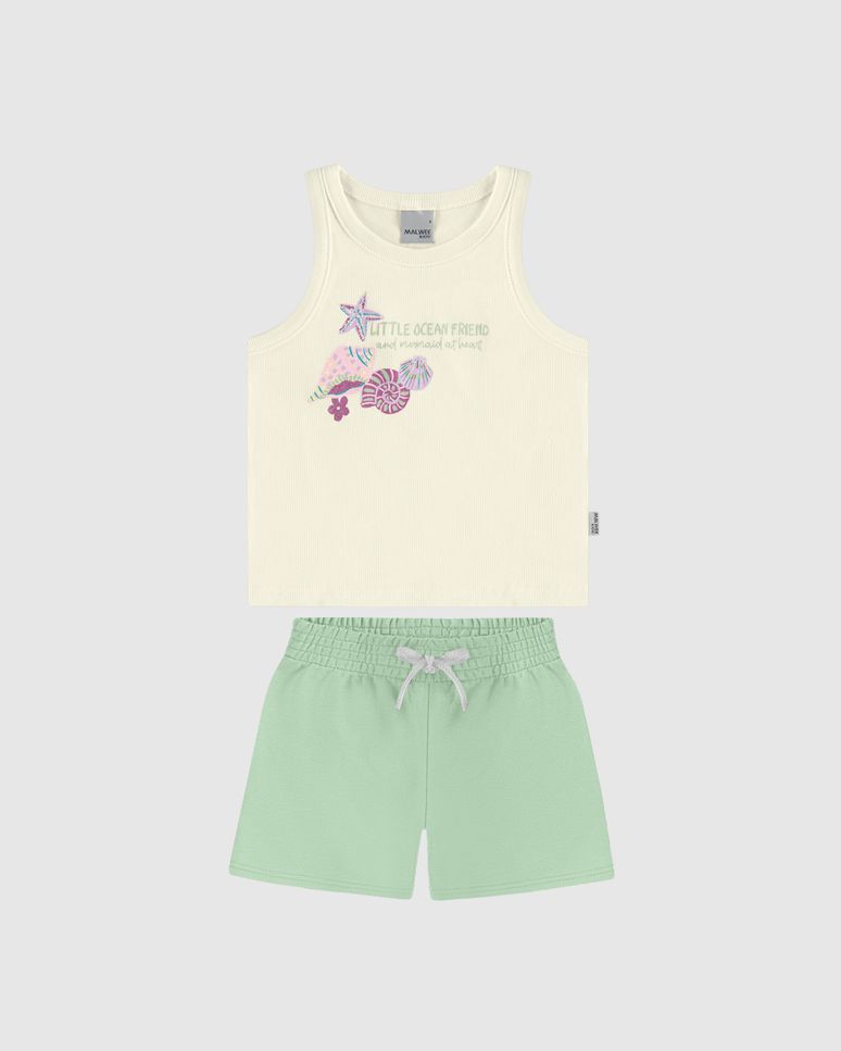 Conjunto Infantil Menina Regata Little Ocean Friend Em Ribana Malwee Kids