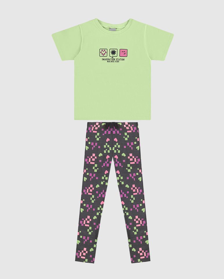 Conjunto Infantil Menina Blusa E Calça Legging Em Algodão Malwee Kids