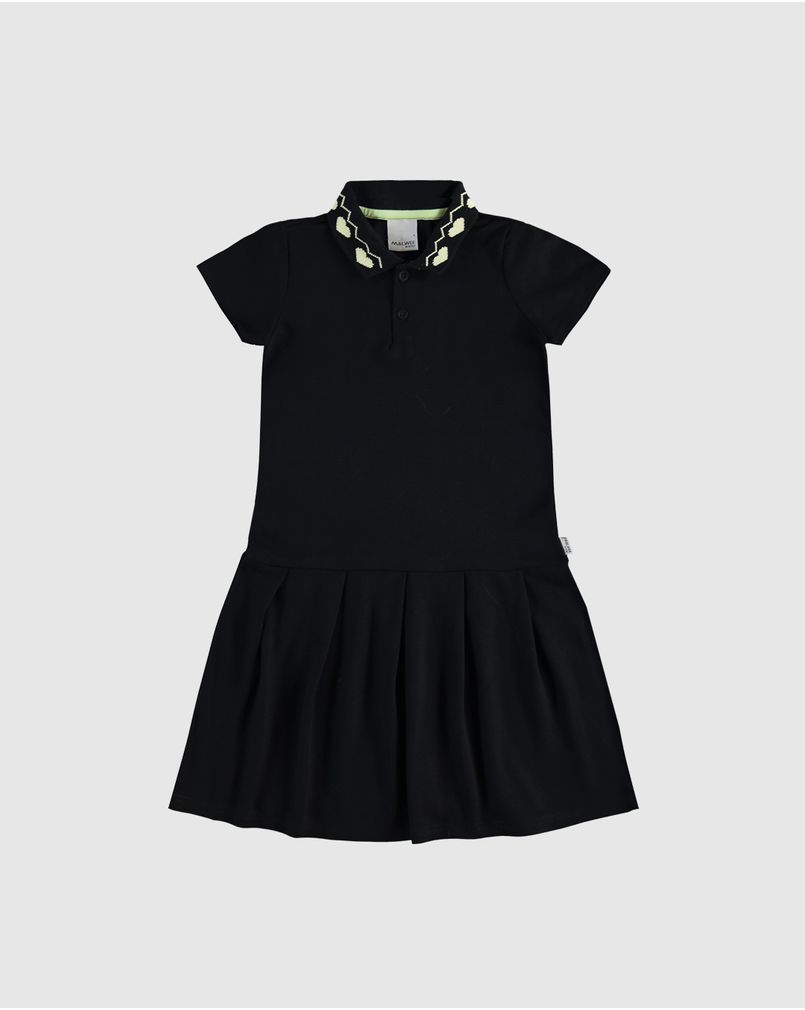 Vestido Polo Infantil Gola Com Estampa Em Piquet Premium Malwee