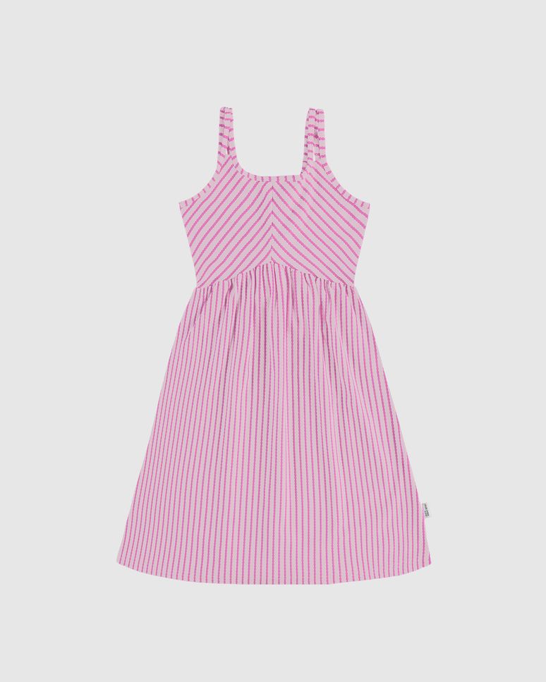 Vestido Infantil Acinturado Em Malha Texturizada Listrada Malwee Kids