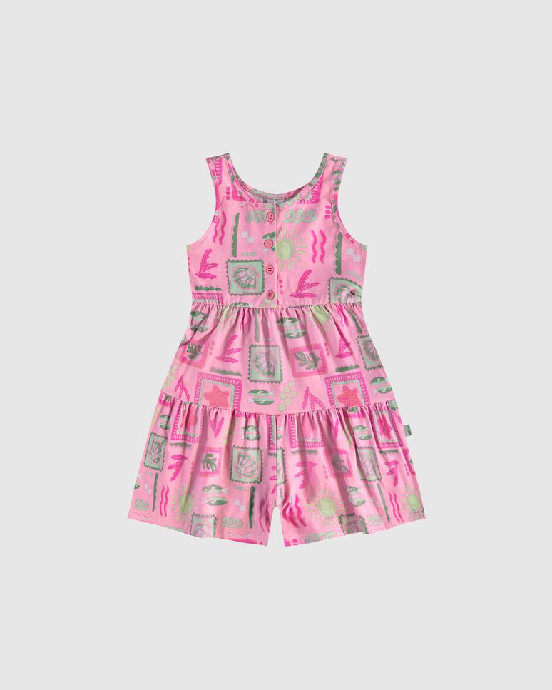 Macaquinho Infantil Menina Acinturado Em Algodão Malwee Kids