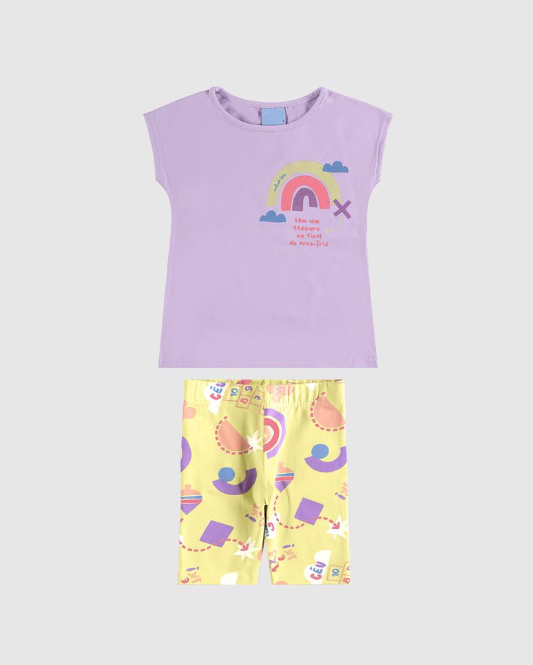 Conjunto Infantil Menina Estampa Tesouro Em Algodão Malwee Kids