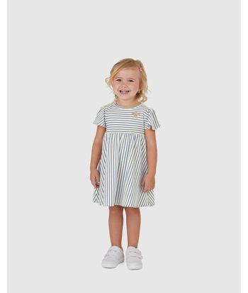 Vestido Infantil Rodado Em Malha Texturizada Listrada Malwee Kids