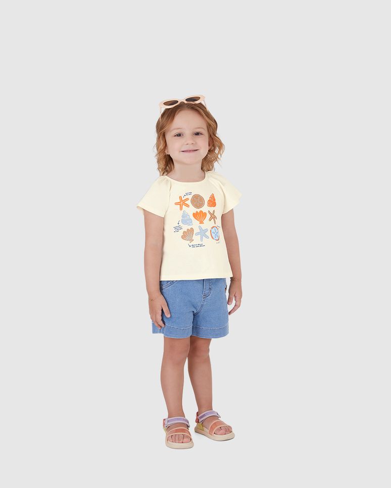 Blusa Infantil Menina Animais Marinhos Estampa Glitter Em Algodão Malwee Kids