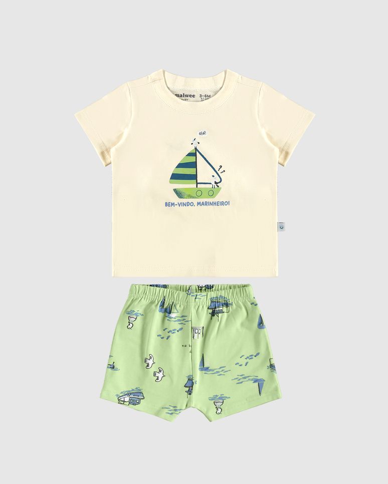 Conjunto Infantil Menino Bem-Vindo Marinheiro Em Algodão Malwee Kids