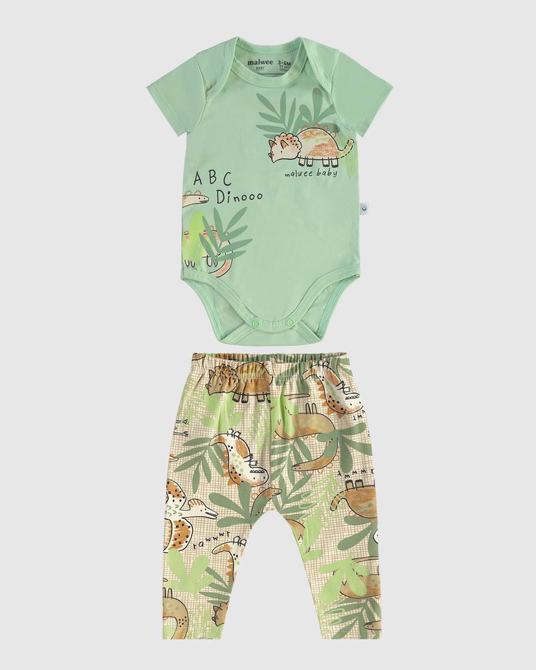 Conjunto Infantil Menino Body E Calça Estampada Em Algodão Malwee Kids