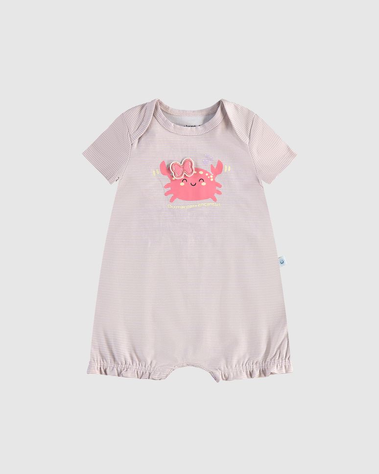 Macaquinho Infantil Menina Estampa Com Aplique Em Algodão Malwee Kids