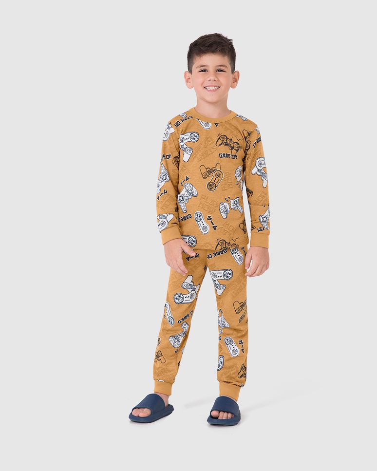 Pijama Longo Infantil Menino Em Malha Algodão Malwee Kids