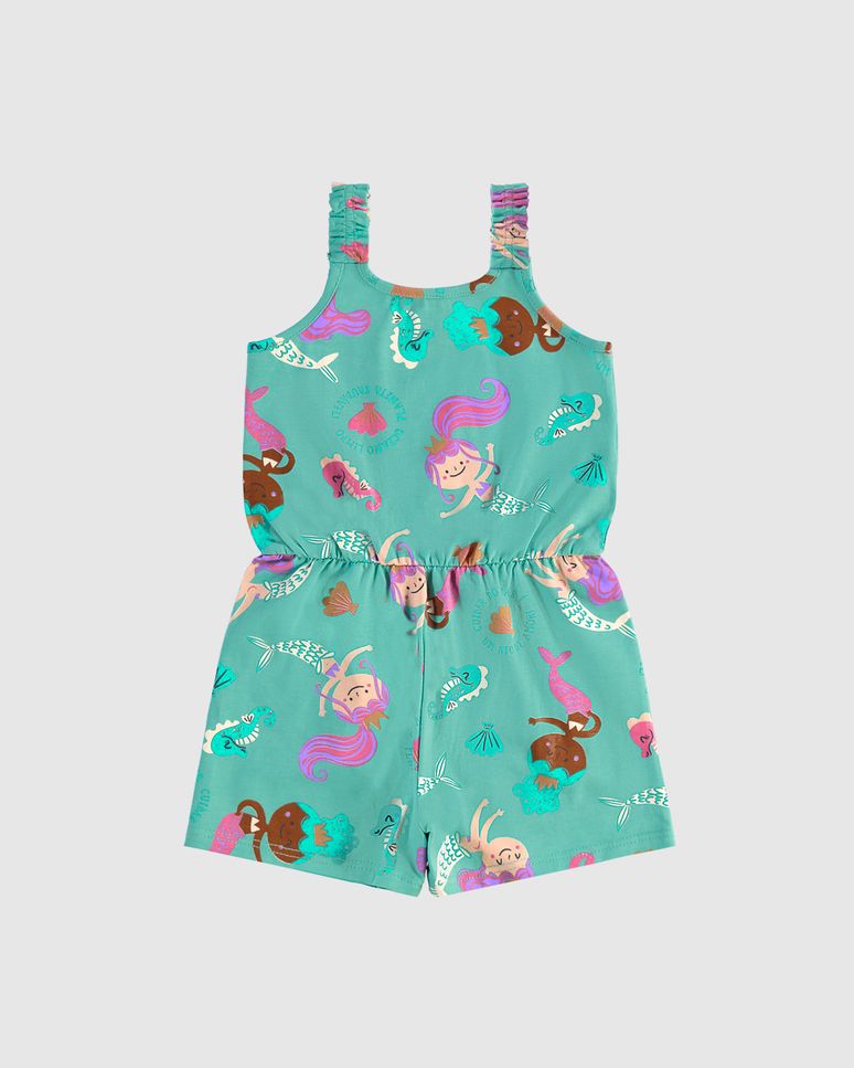 Macaquinho Infantil Menina Alças Elástico Em Algodão Malwee Kids