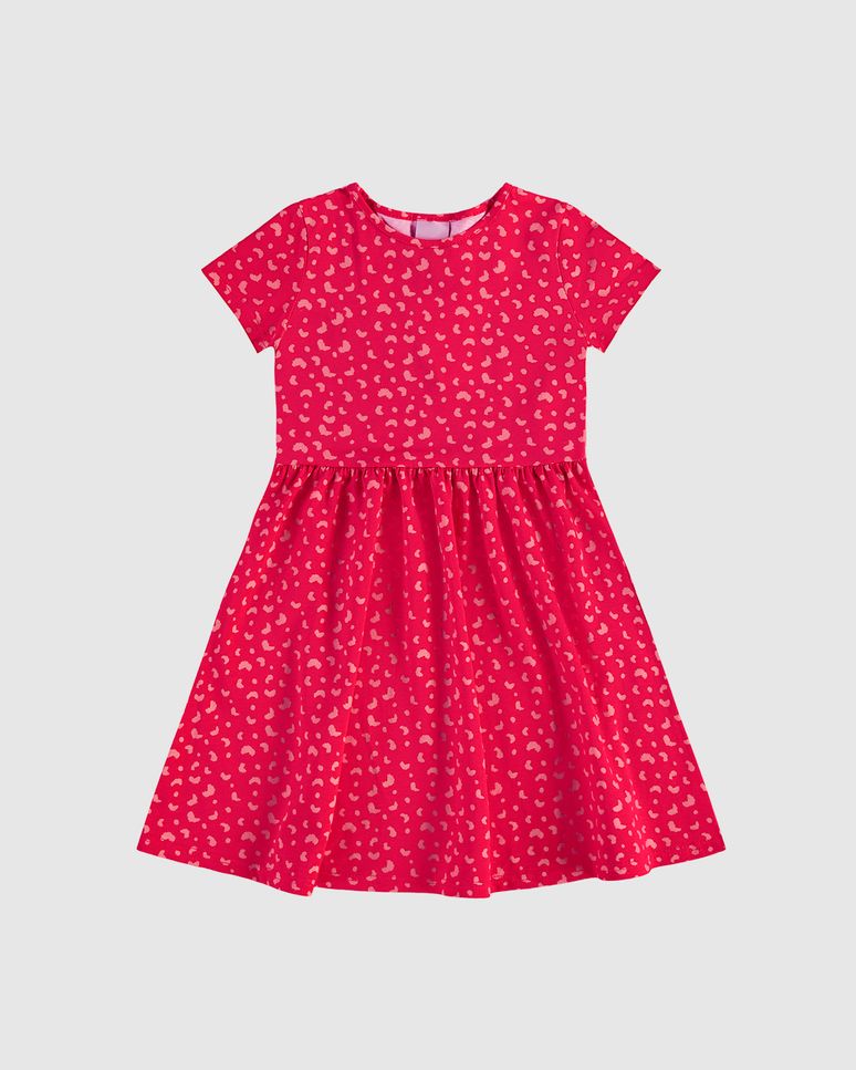Vestido Infantil Evasê Manga Curta Estampado Em Algodão Malwee Kids