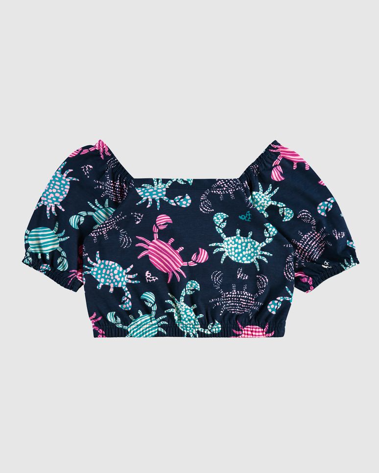 Blusa Infantil Menina Estampada Manga Bufante Em Algodão Malwee Kids