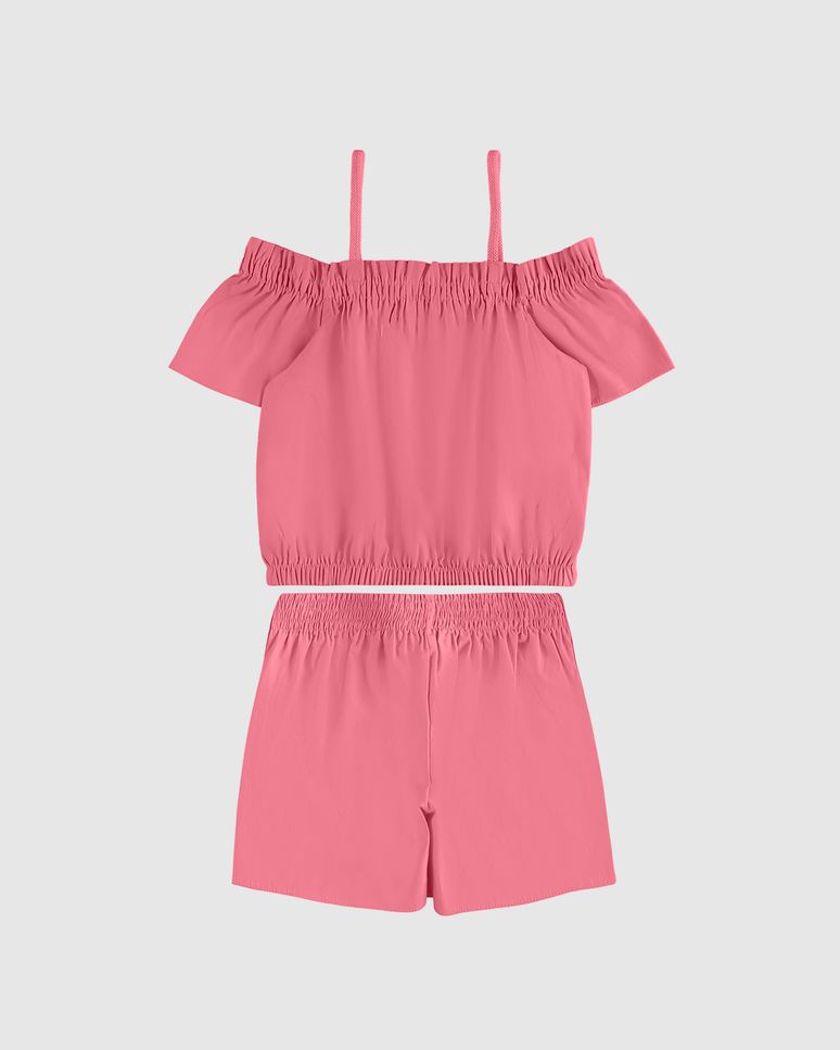 Conjunto Infantil Menina Blusa E Shorts Saia Em Algodão Stretch Malwee Kids