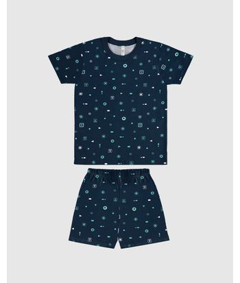 Pijama Infantil Menino Manga Curta Estampa Que Brilha No Escuro Malwee Kids