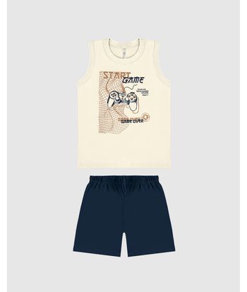 Pijama Infantil Menino Regata Estampa Frontal Em Algodão Malwee Kids
