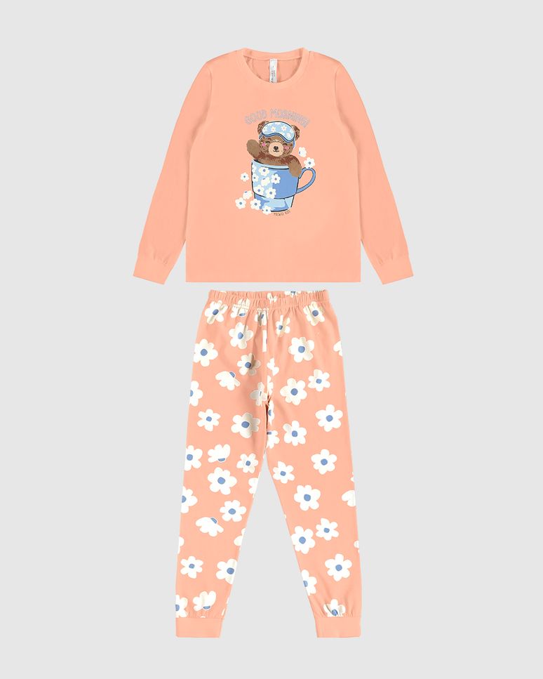 Pijama Longo Infantil Menina Good Morning! Em Algodão Malwee Kids