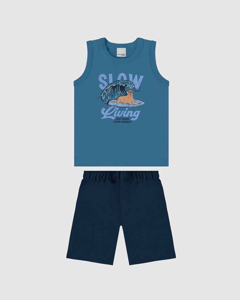 Conjunto Infantil Menino Regata Slow Living Em Algodão Malwee Kids